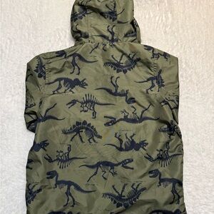 Kids Olive Green Dinosaur Hooded Jacket
